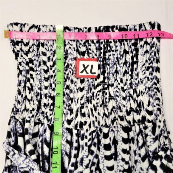 Strapless Smocked Jumpsuit Romper Black and White - Size M, Size XL - Picture 9 of 16